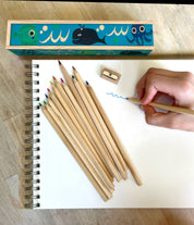 Ocean Friends Wooden Pencil Box & 12 Colored Pencils