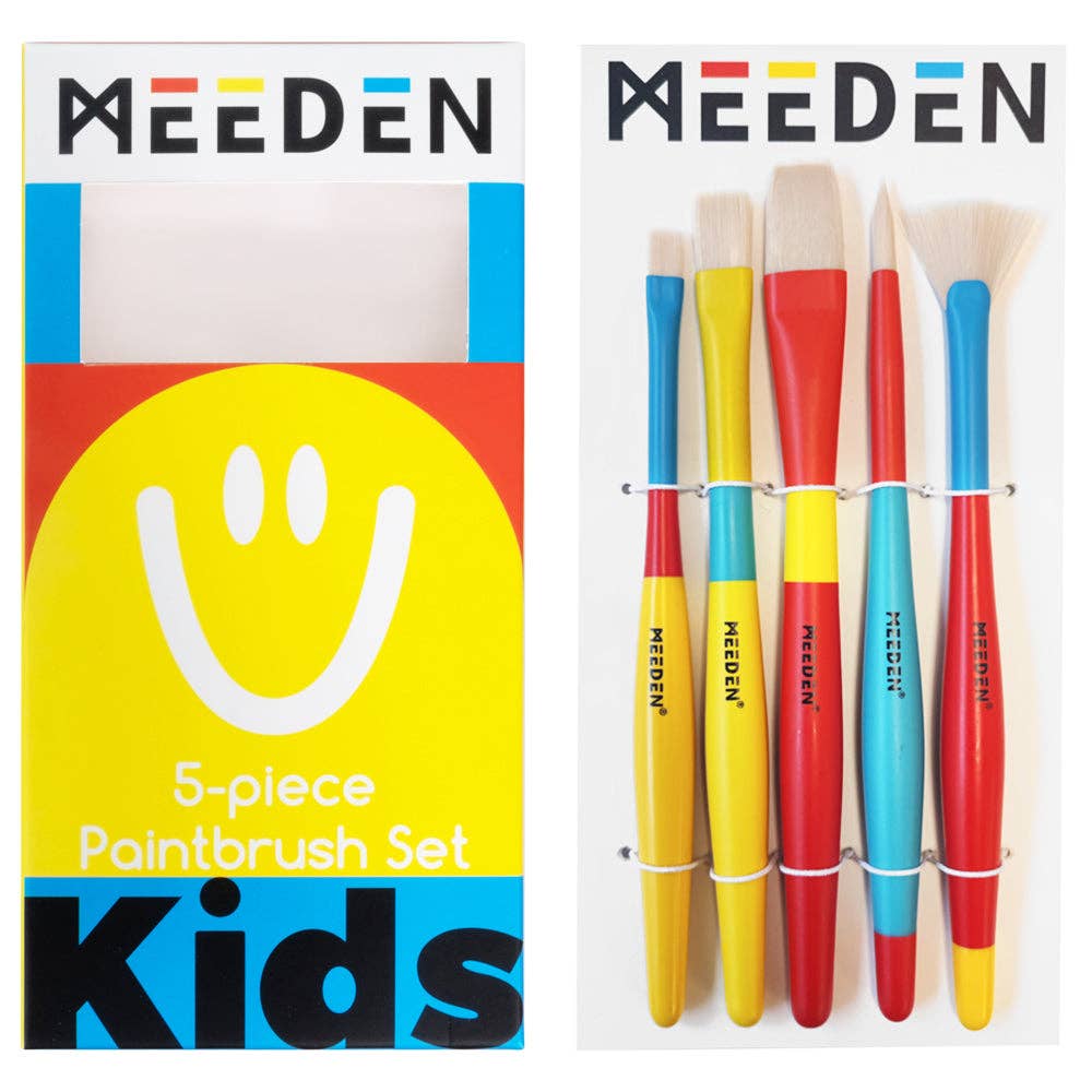 Paint Brushes for Kids: 5 Pcs Round Flat & Fan