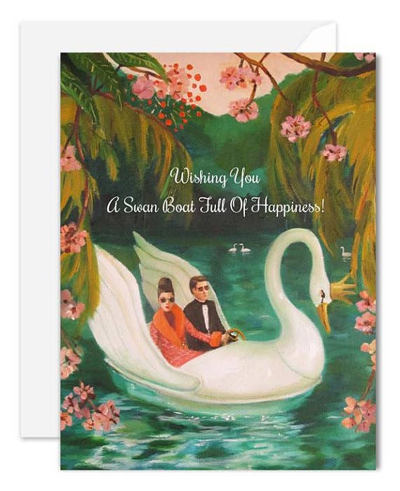 A Swan Boat Full Of Happiness Greeting Card