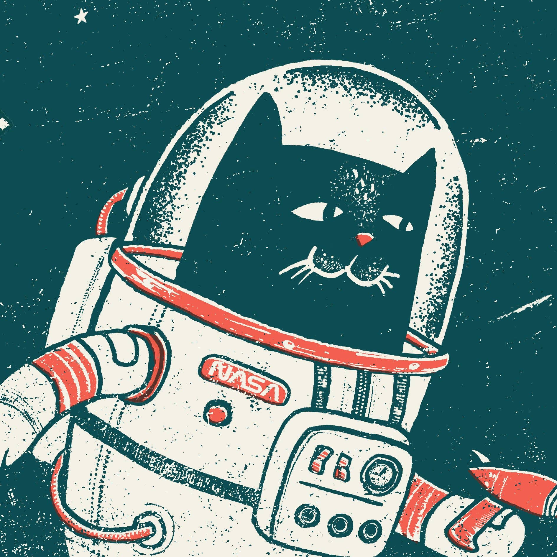 Space Cat Screen Print 11"x14"