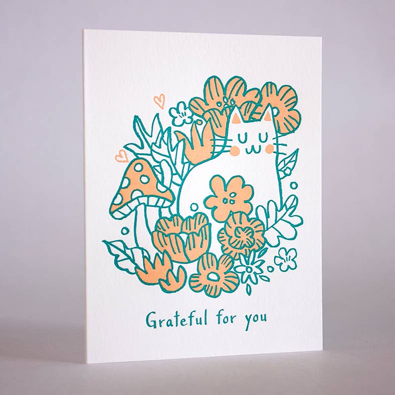 Grateful Cat Greeting Card