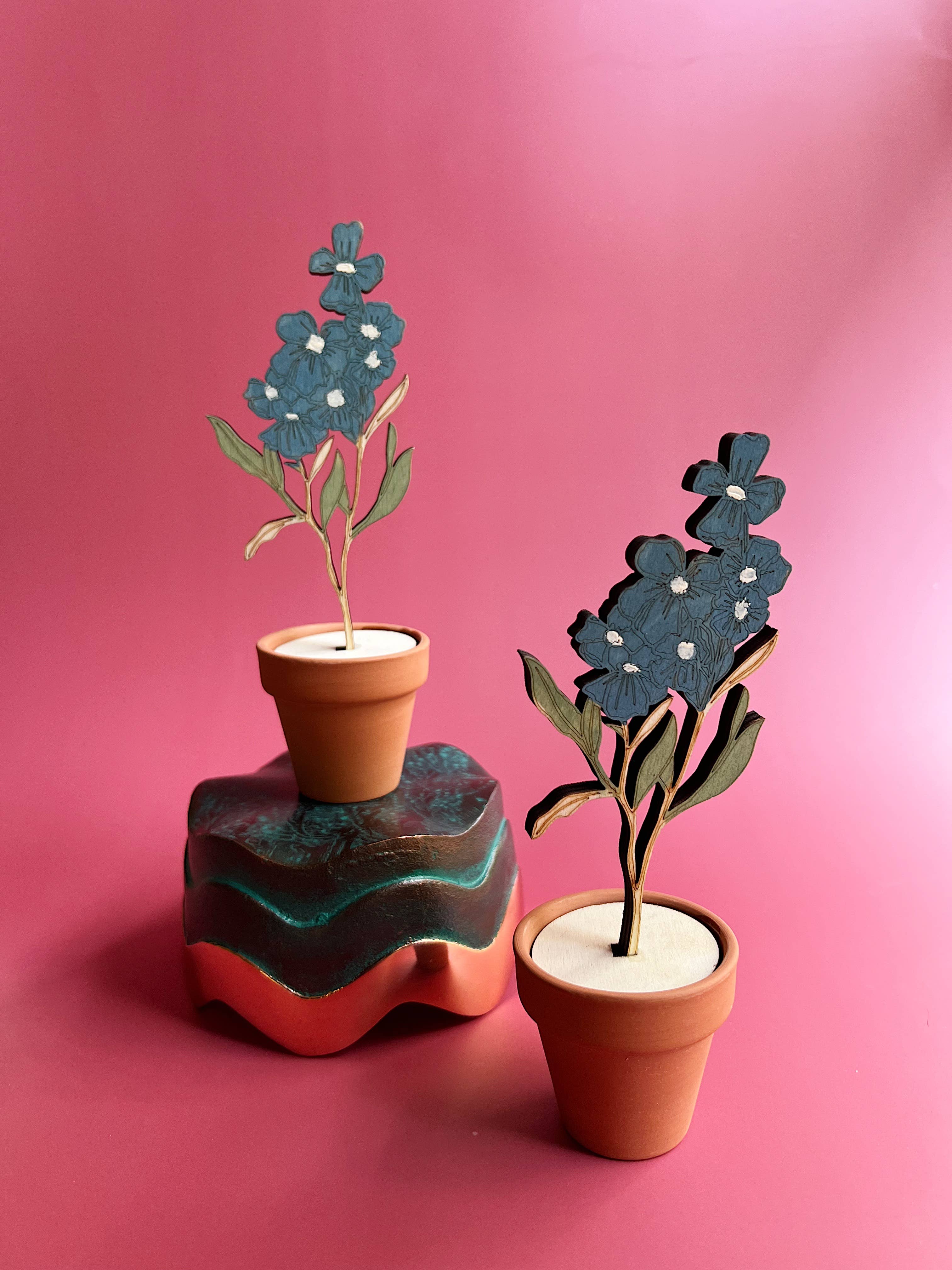 Hand Painted Wooden Flower- Larkspur