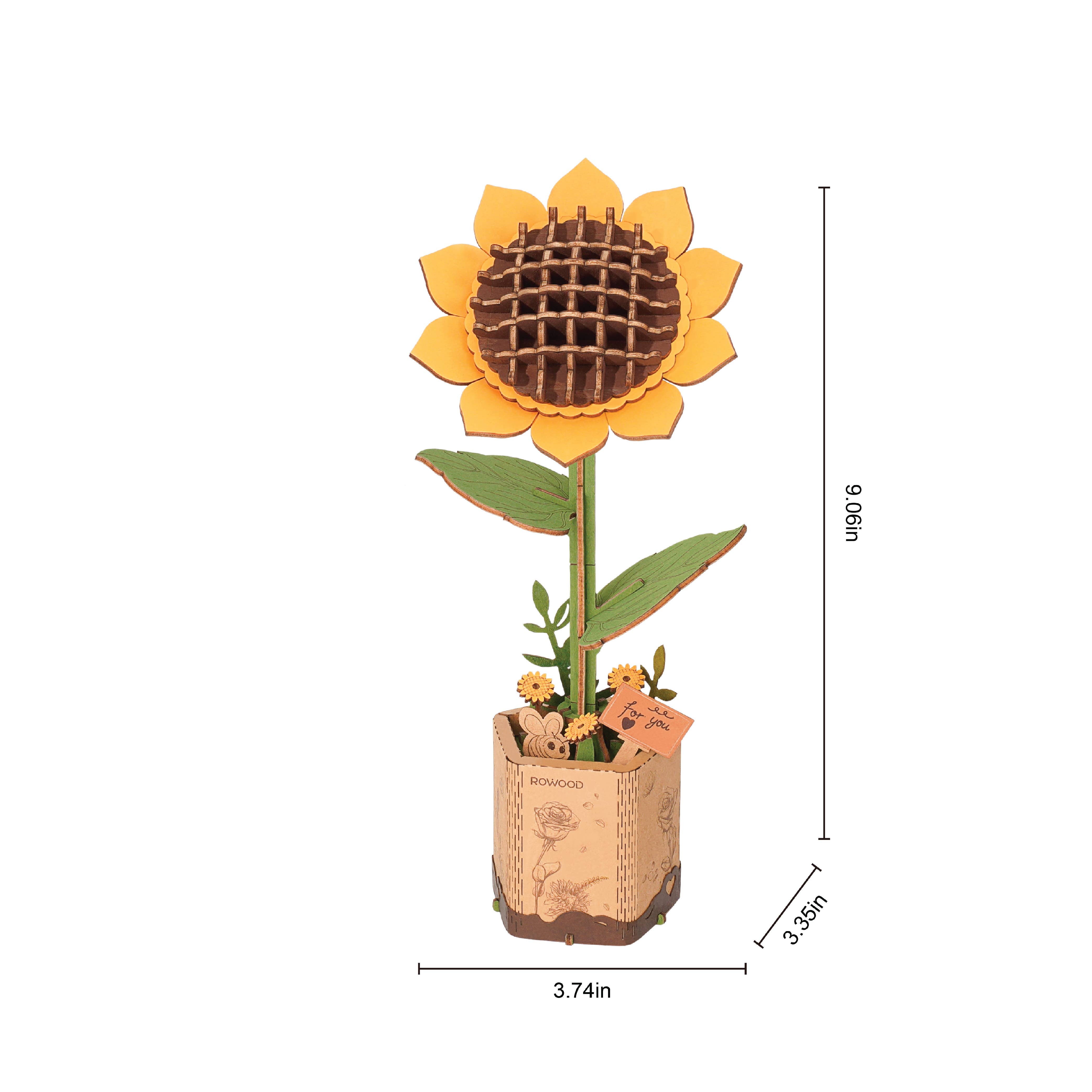 3D Wooden Flower Puzzle: Sunflower