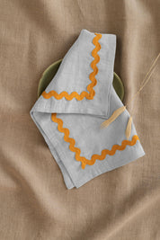 Yellow Lace Linen Napkins Set of 2 - Retro Green, Aqua Blue, Vanilla Sky