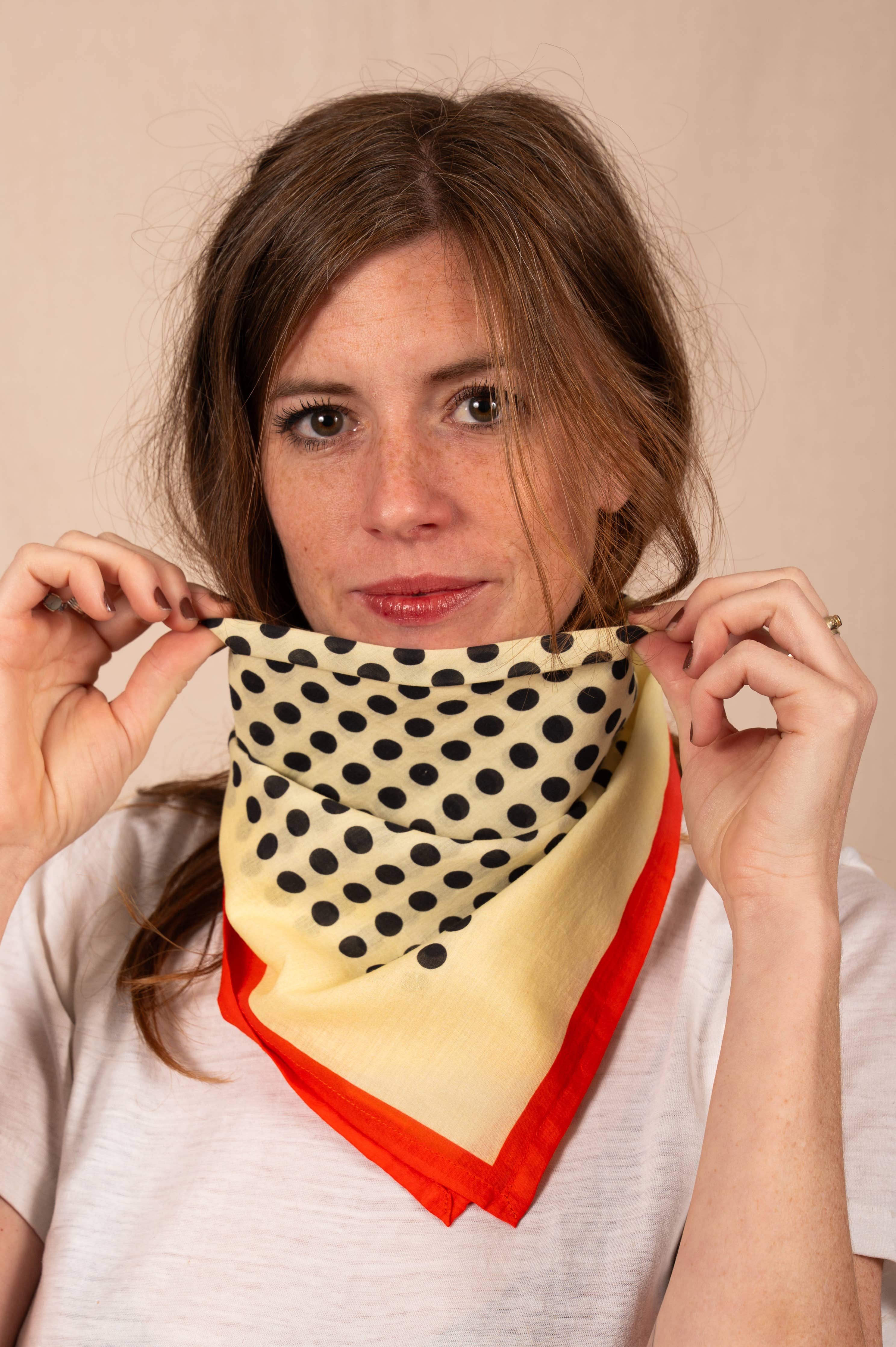 Archie No. 1, Cream and Black Dots with Red | Bandana