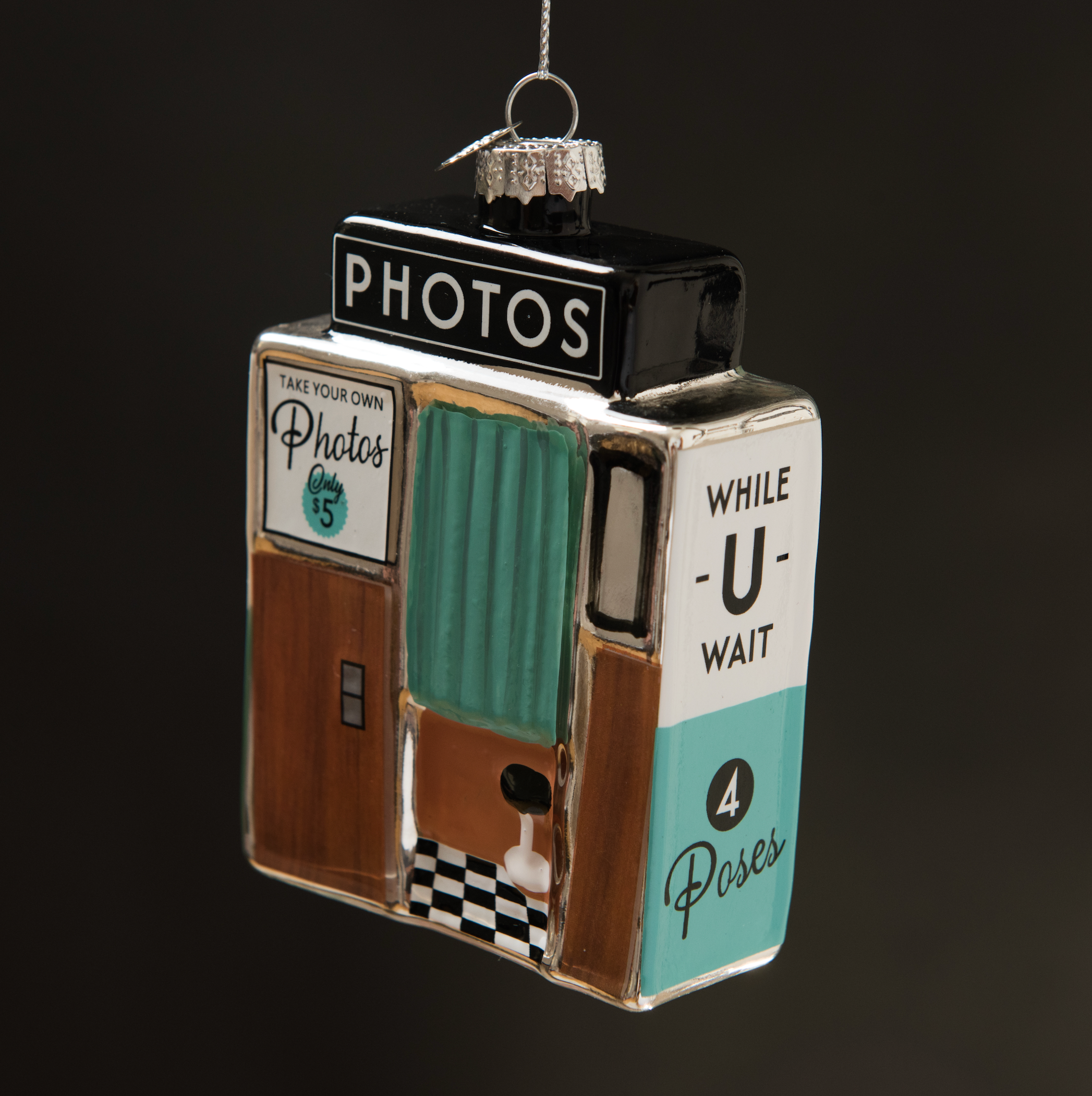 Photo Booth Holiday Glass Ornament