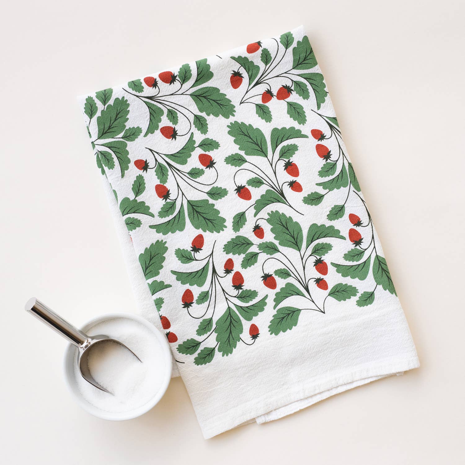 Strawberries Screenprinted Cotton Tea Towel