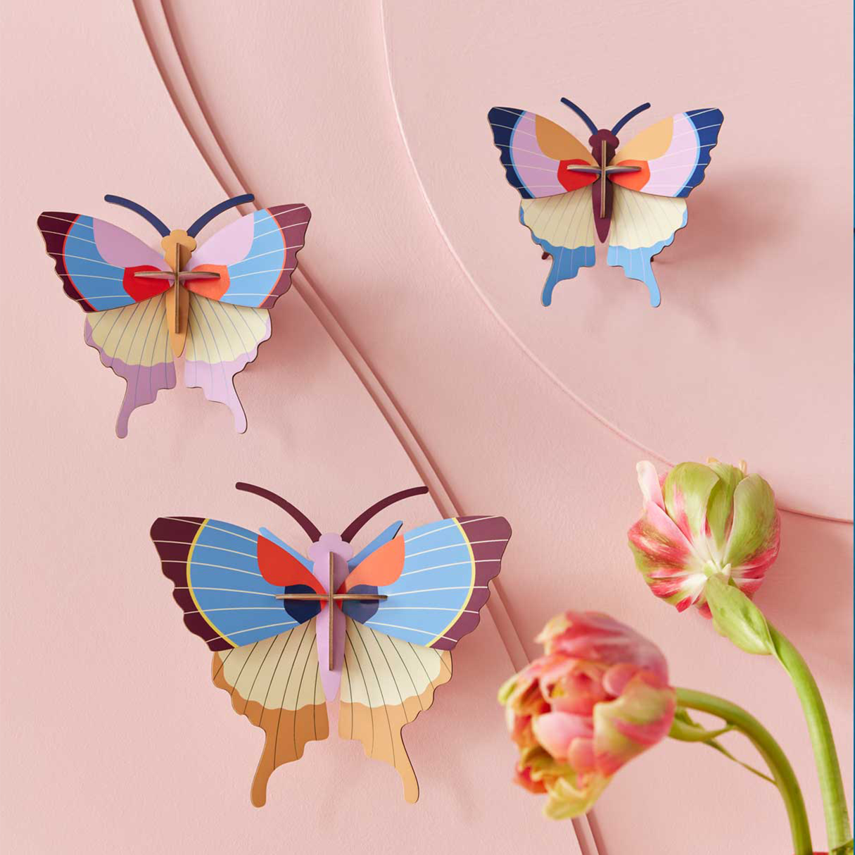 Plum Fringe Butterflies, set of 3 - DIY Wall Art