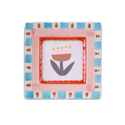 Red Flowers Hand-Painted Ceramic Photo Frame 4.5" x 4.5"