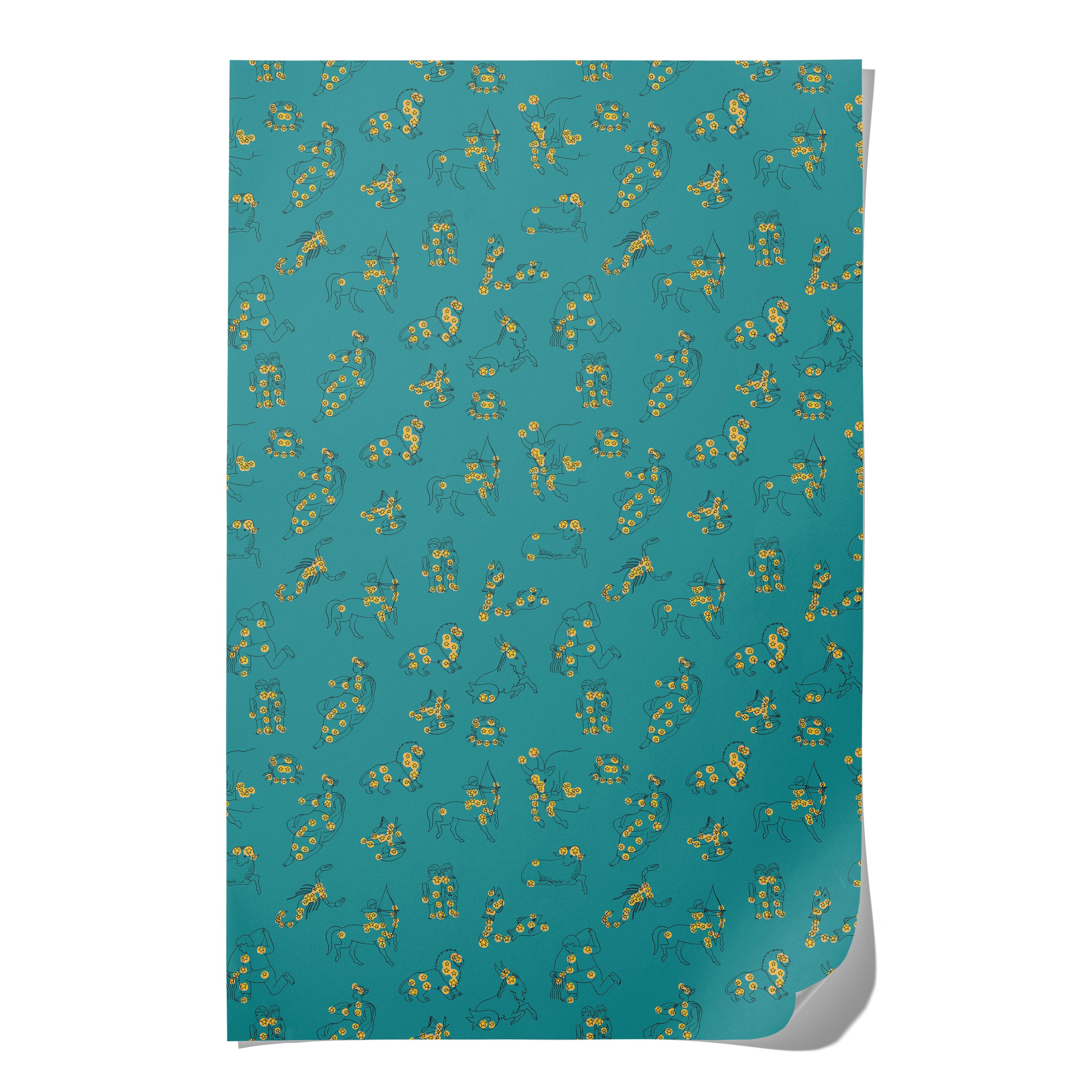 Richard Scarry Celestial Zodiac Wrapping Paper