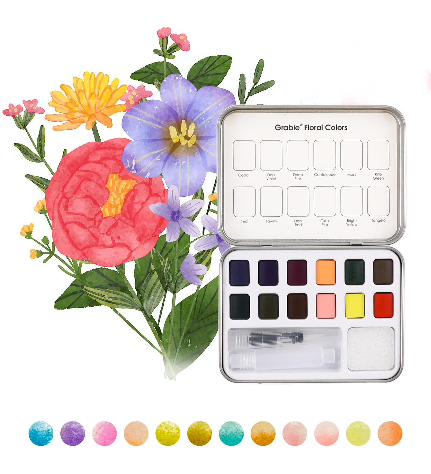 Watercolor Pocket Set Of 12 With Brush