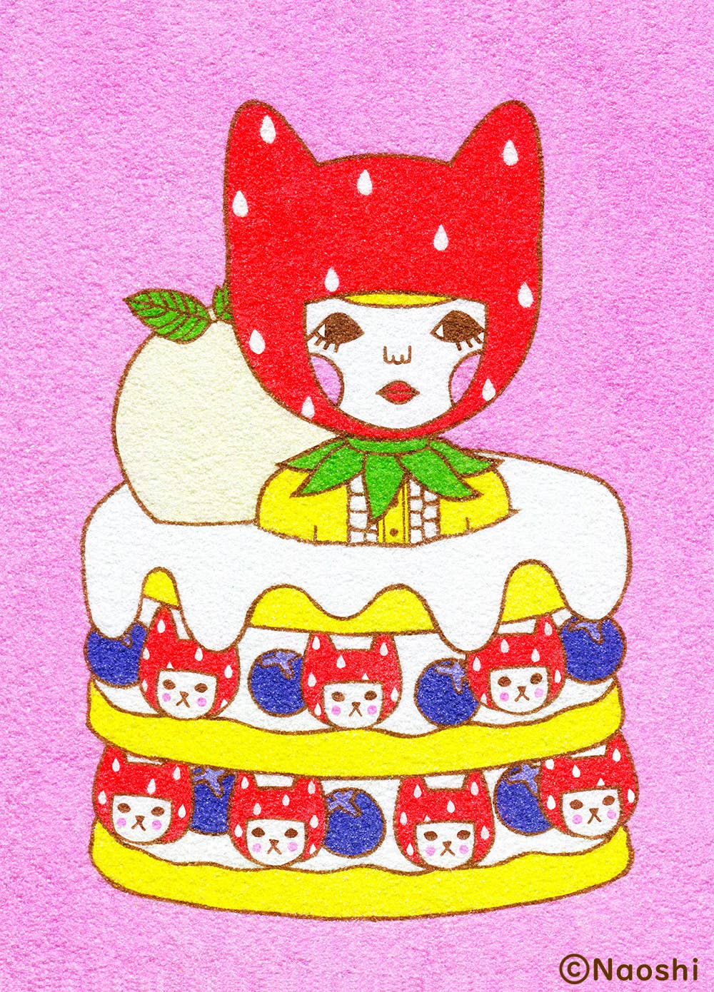 Pancake of Strawberry Cats 5x7 Art Print