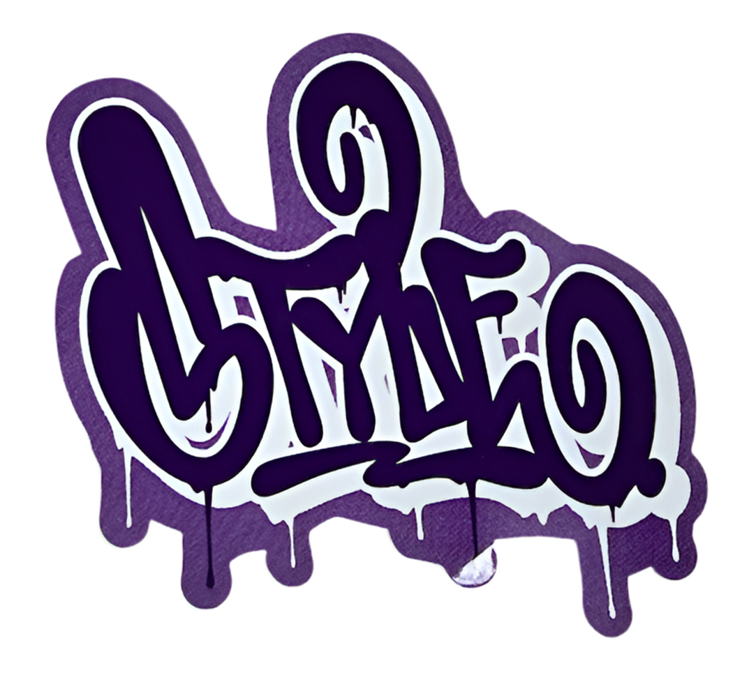 STYLE Purple Tag Sticker 3.75"