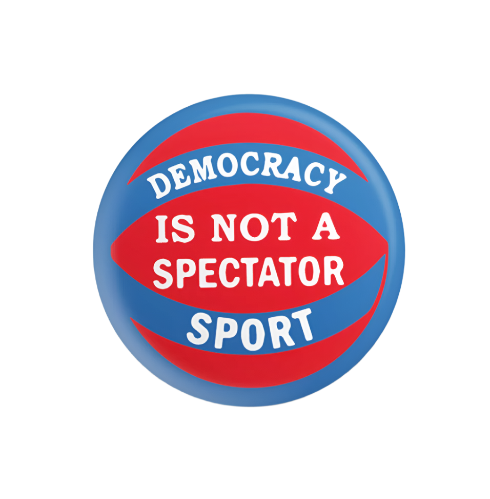Democracy Is Not A Spectator Sport: Button