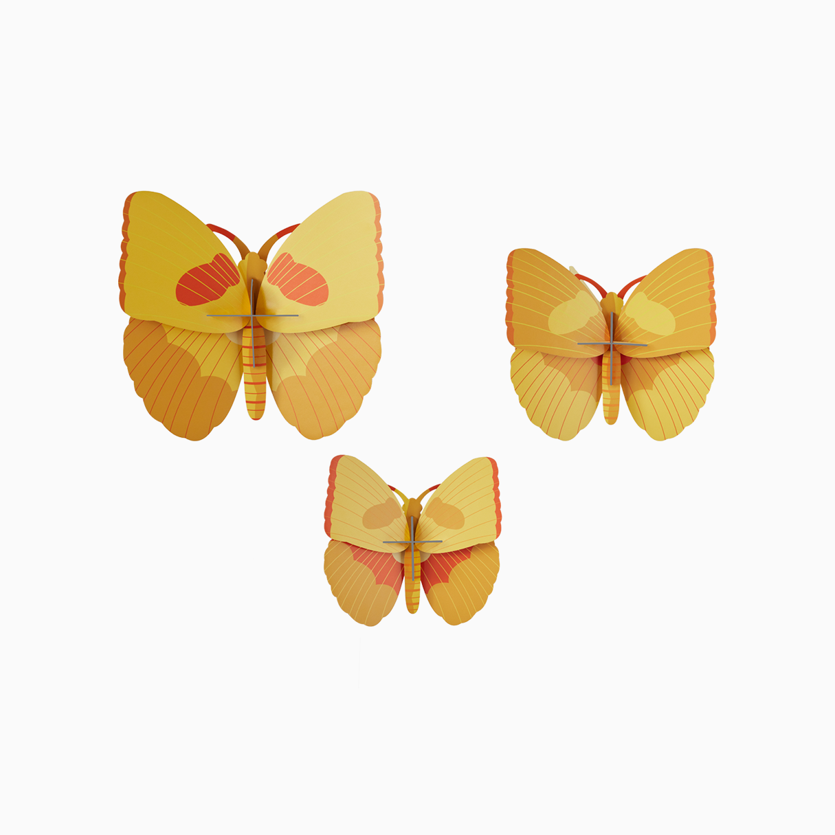 Yellow Butterflies Set of 3: 3D DIY Wall Art Kit