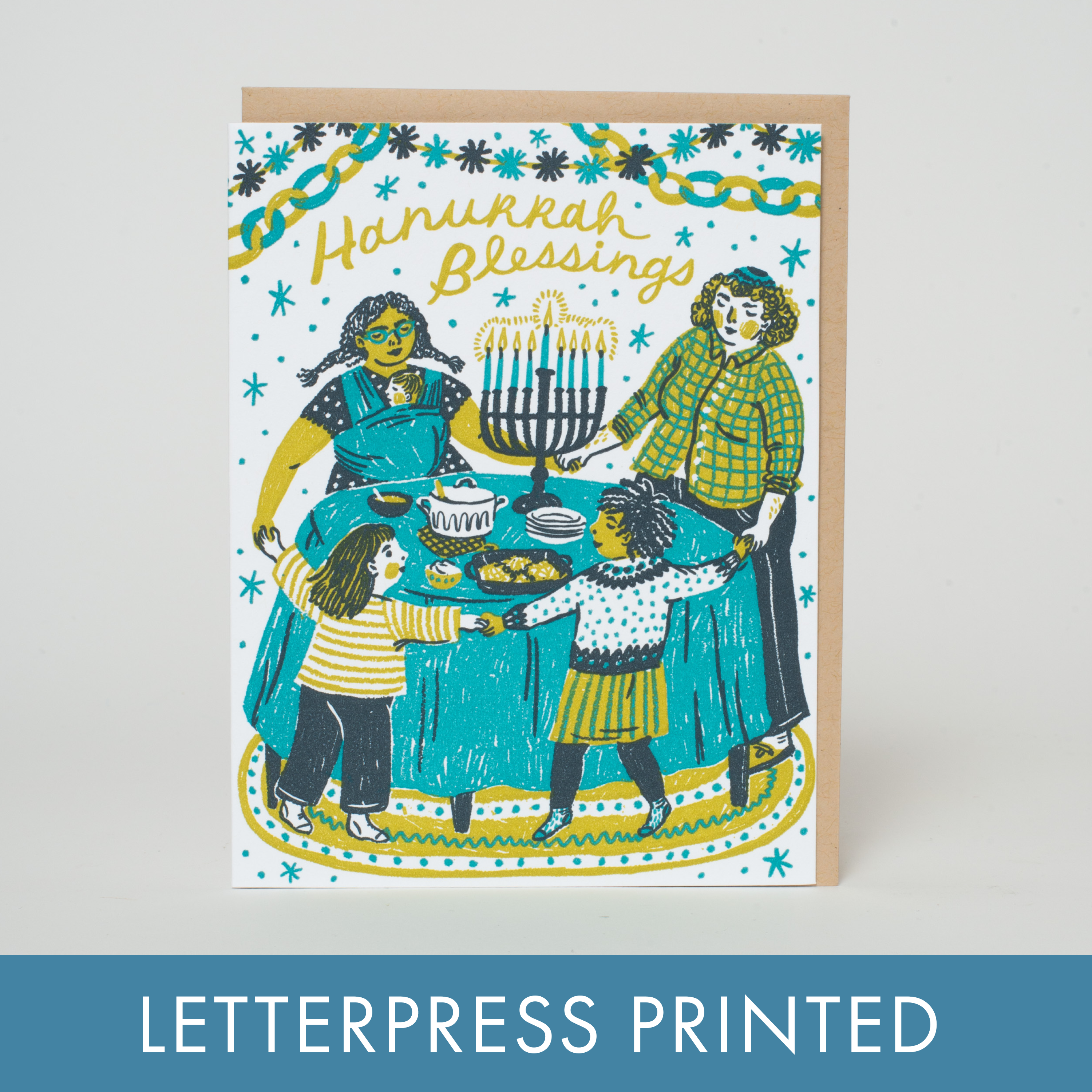 Hanukkah Blessings Letterpress Greeting Card