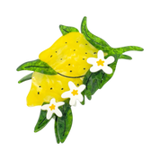 XL Lemon and Flowers Hair Claw Clip