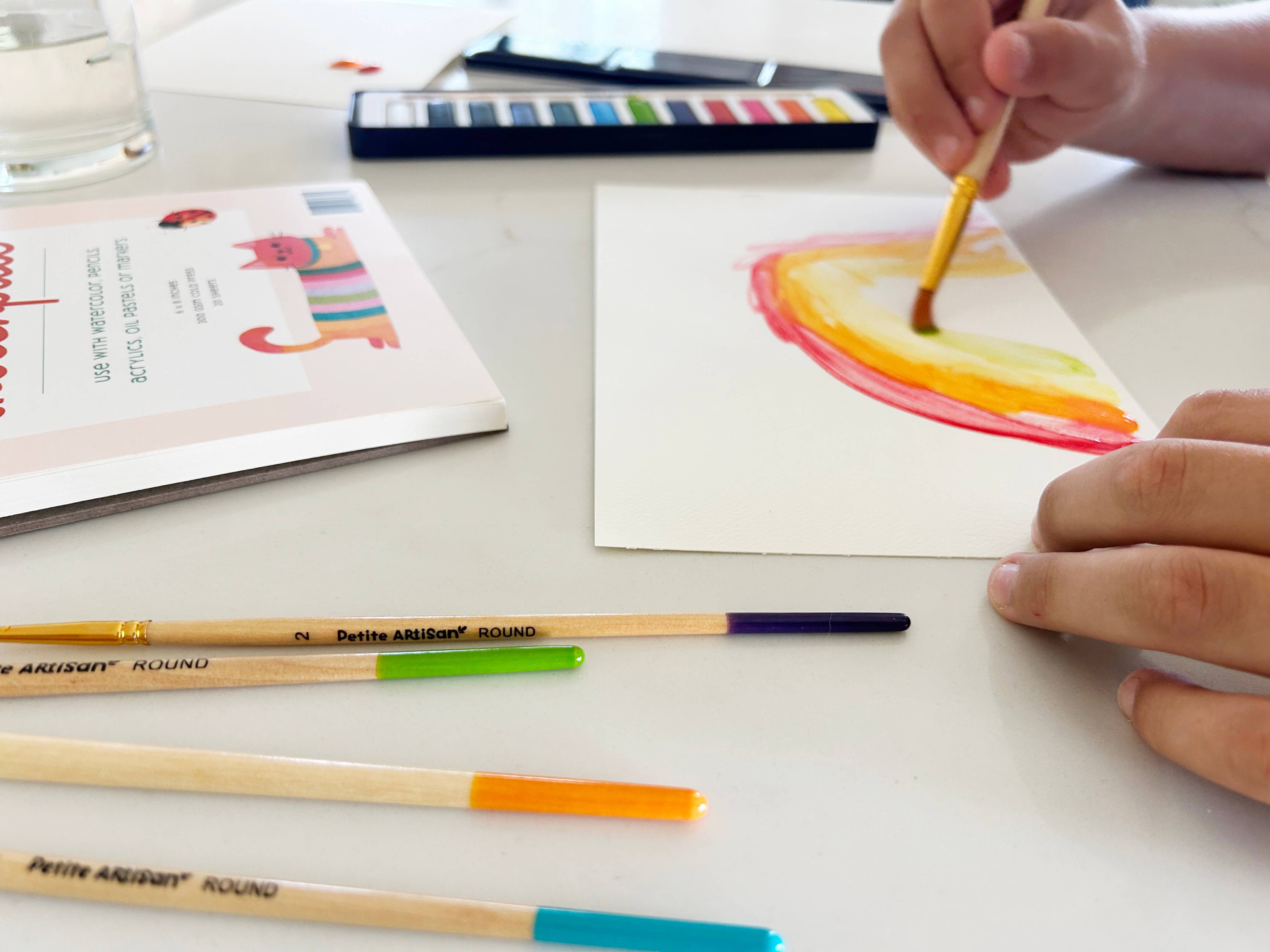 Kids Watercolor Paint Brush Set - 5 Wood Brushes