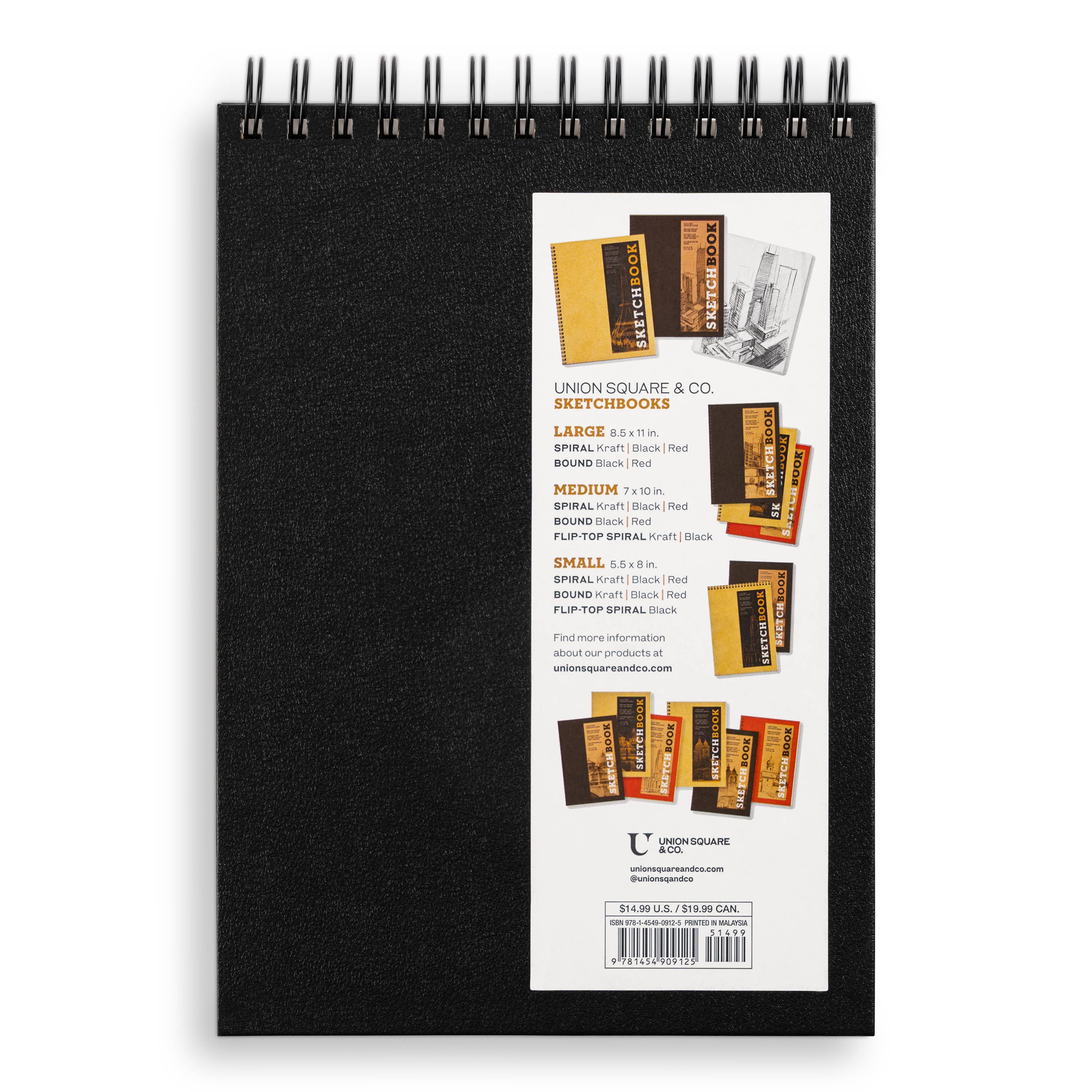 Medium Sketchbook Landscape 10x7"-Spiral Bound Hardcover (Black)