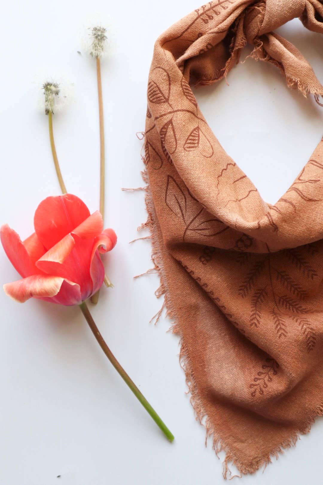 Peach Fuzz Botanical Print Naturally Dyed Bandana