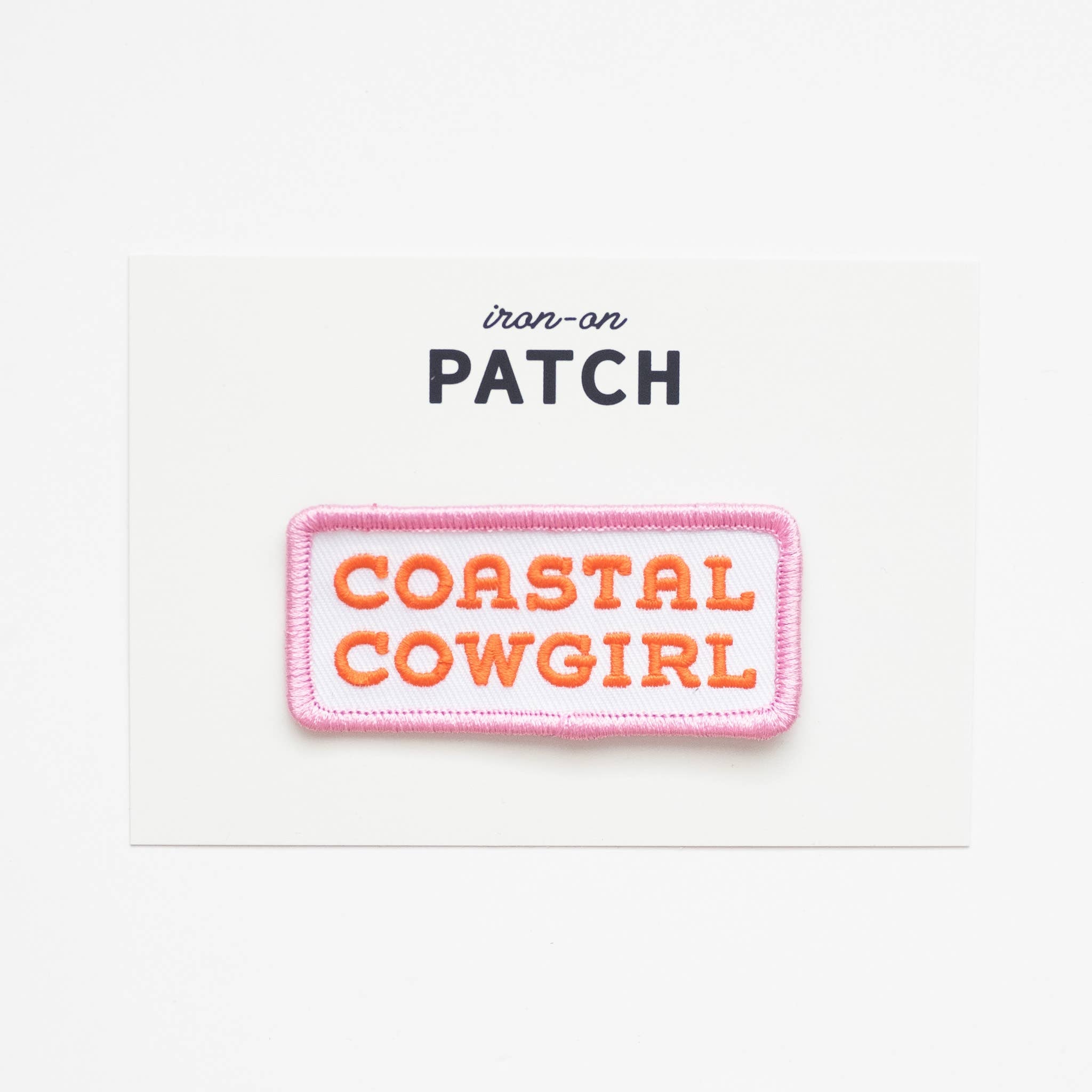 Coastal Cowgirl Embroidered Iron on Patch (Pink+Orange)