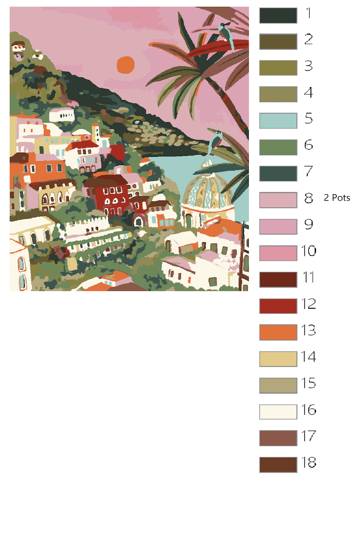 Amalfi Sunset Paint by Numbers