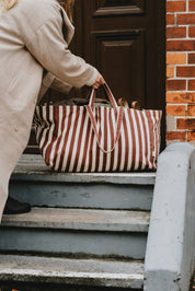 Organic Tote LARGE - Brown Stripes
