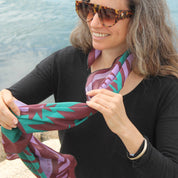 Wild Thistle Purple & Green Silk Scarf