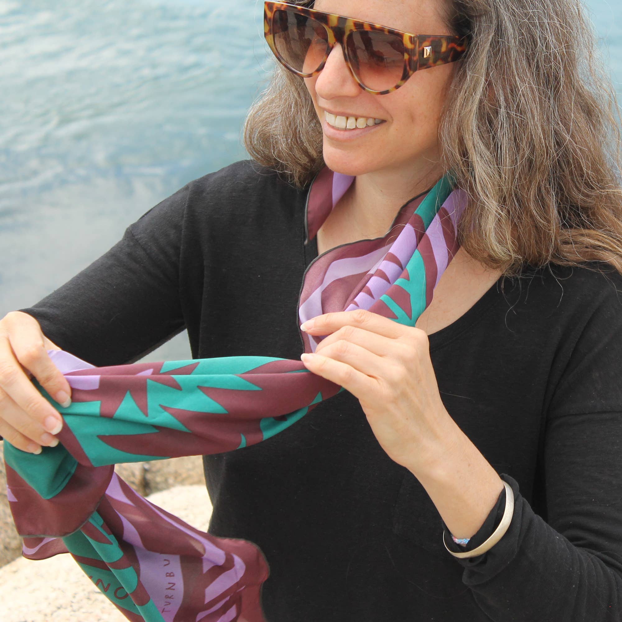 Wild Thistle Purple & Green Silk Scarf