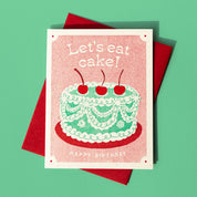 Let's Eat Cake Risograph Birthday Card
