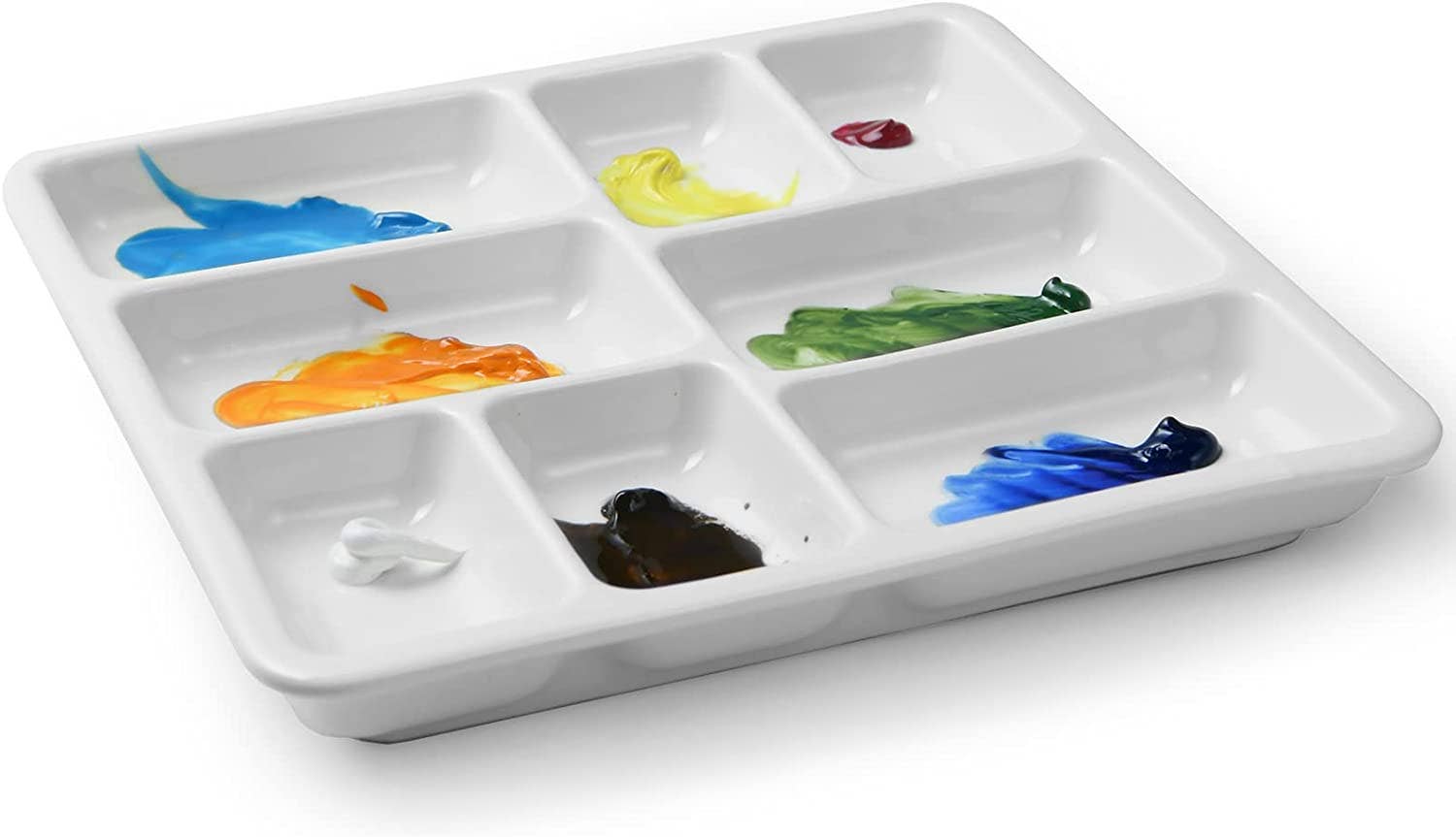 8-Well Ceramic Artist Paint Palette - Mixing