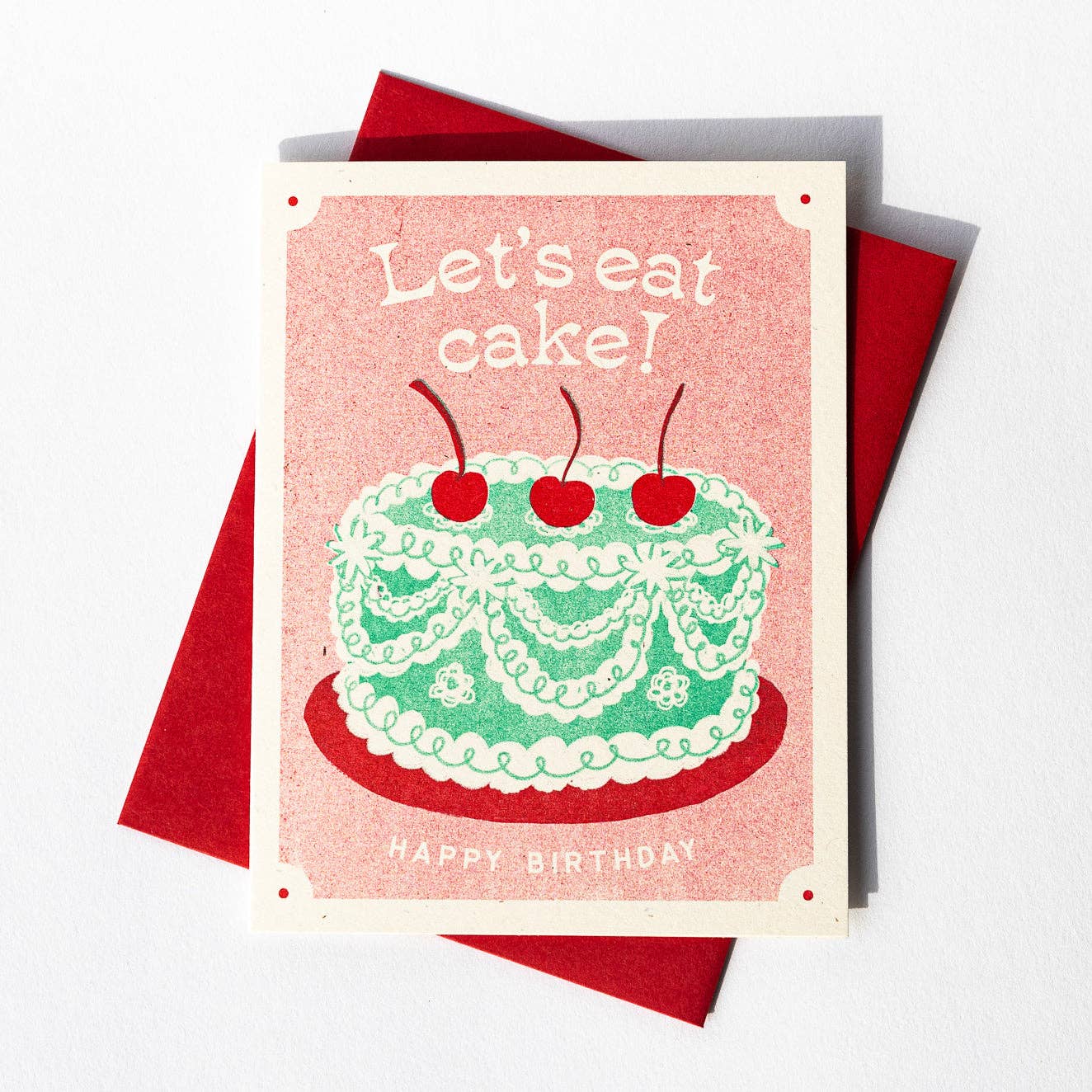 Let's Eat Cake Risograph Birthday Card
