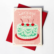 Let's Eat Cake Risograph Birthday Card