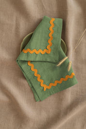 Yellow Lace Linen Napkins Set of 2 - Retro Green, Aqua Blue, Vanilla Sky