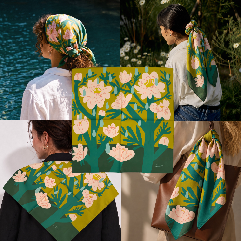 April Showers 100% Silk Scarf