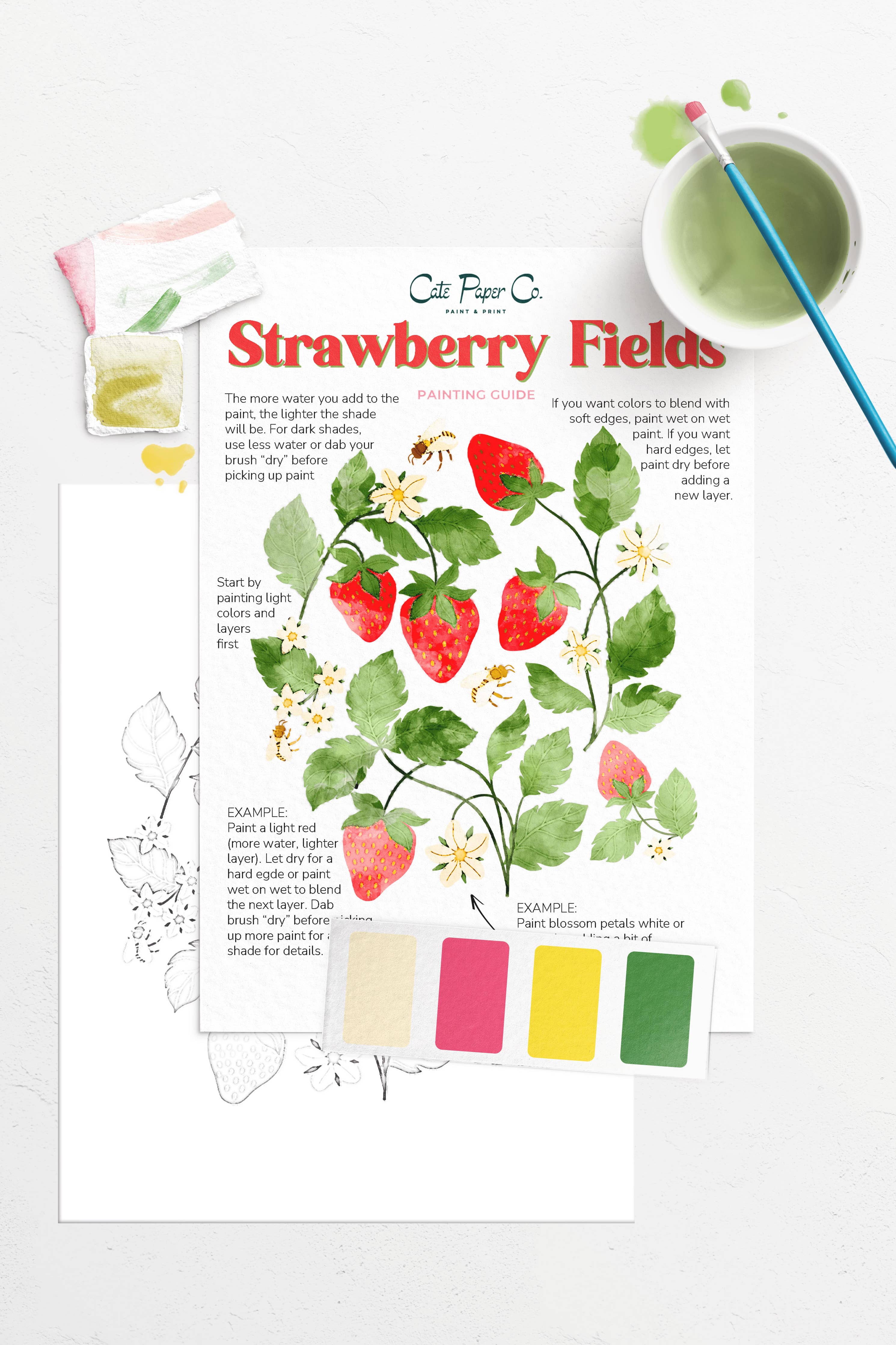 Strawberry Fields Watercolor Painting Kit