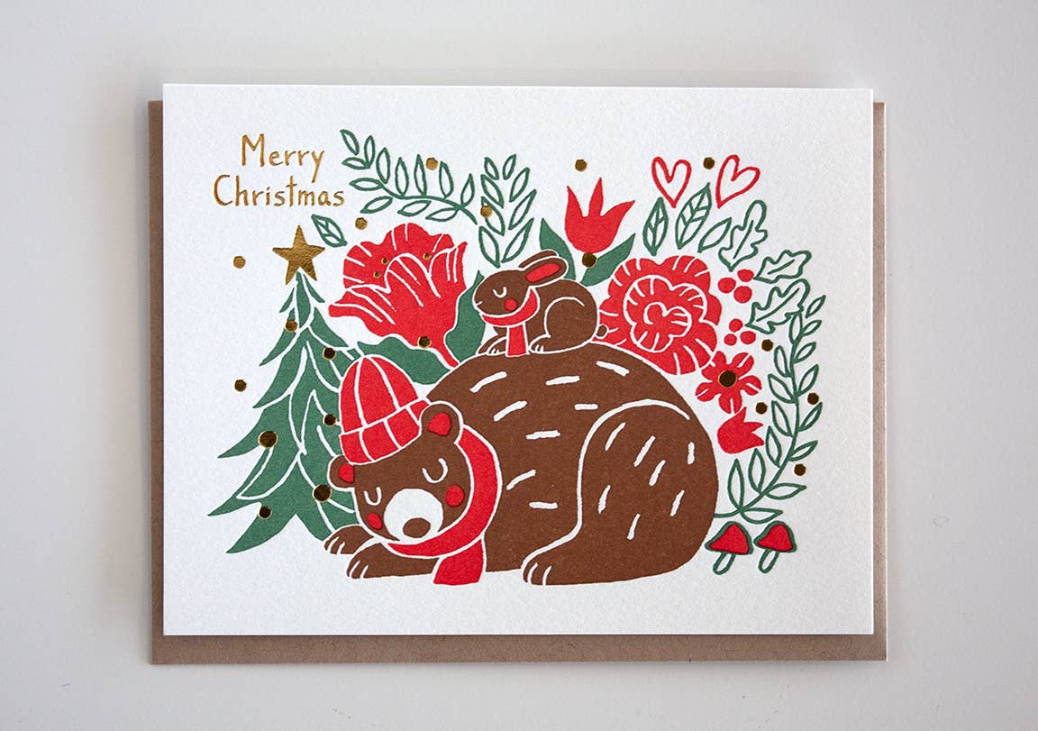 Christmas Beanie Bear Greeting Card