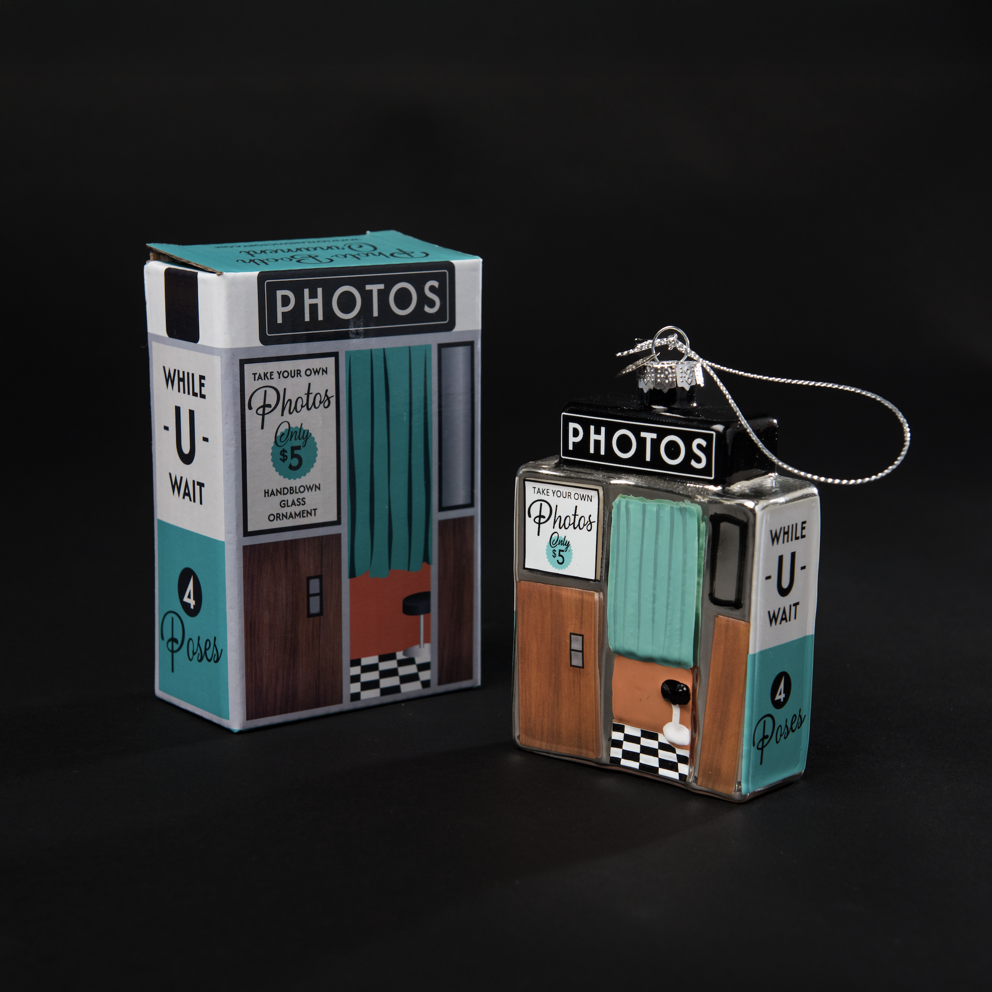 Photo Booth Holiday Glass Ornament