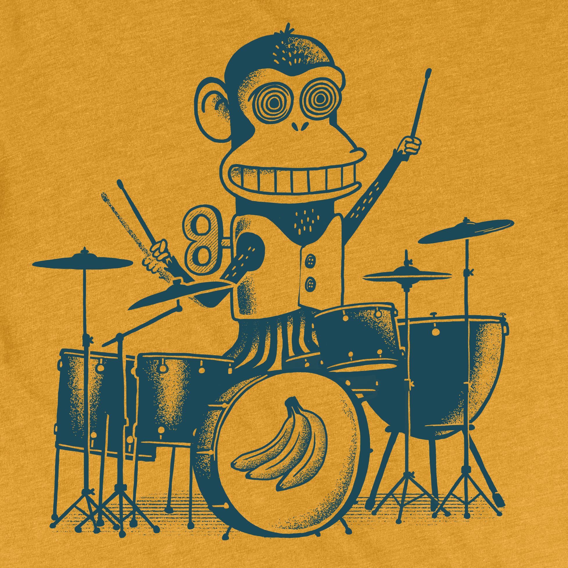 Wound Up Monkey Unisex Shirt: L / Mustard
