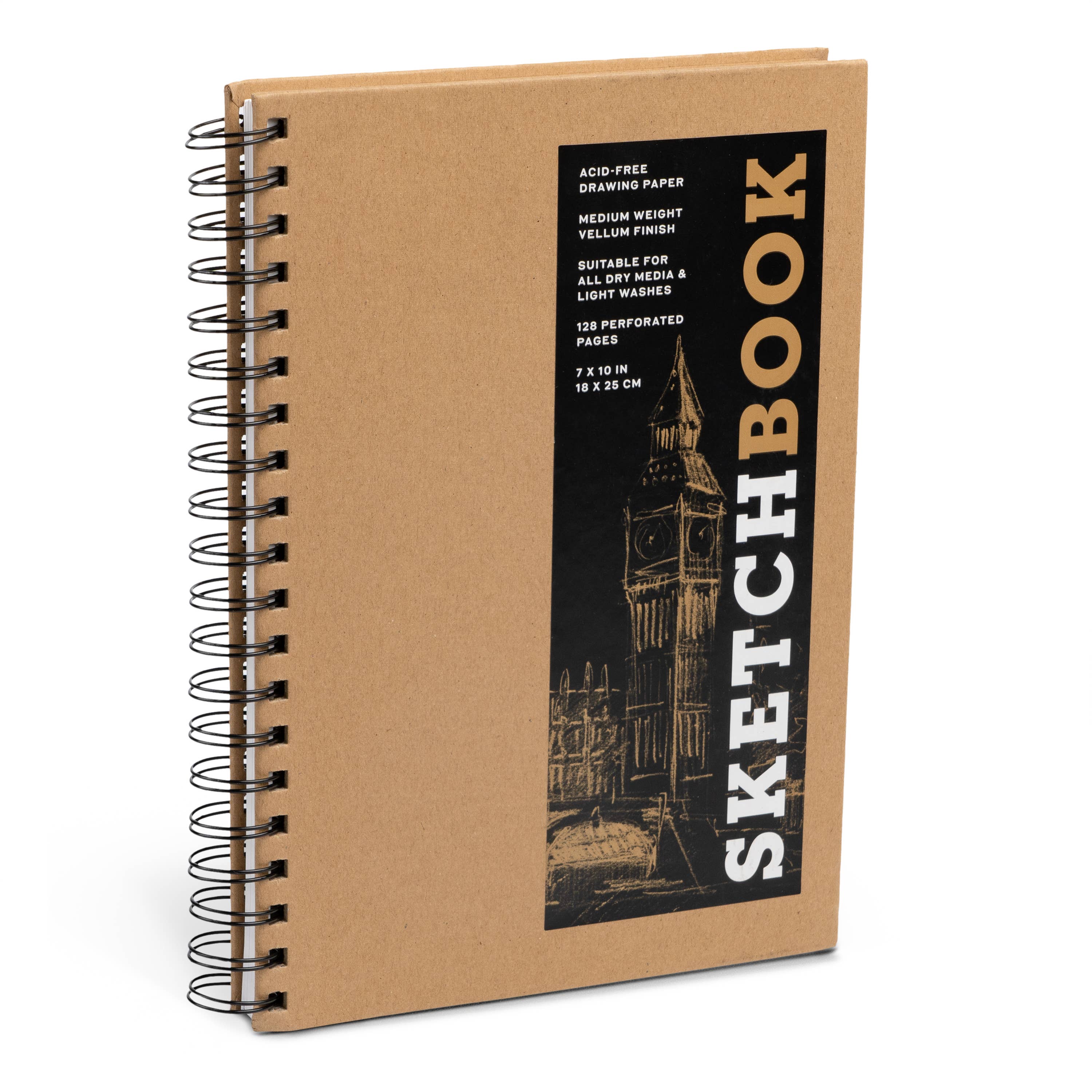 Medium Sketchbook 7 x 10" - Spiral Bound Hardcover (Kraft)