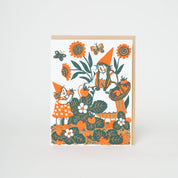 Strawberry Picking Gnome Letterpress Greeting Card