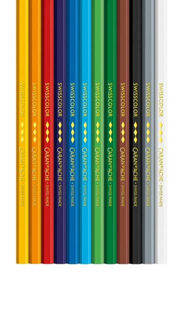 Set of 12 Permanent Colored Pencils SWISSCOLOR
