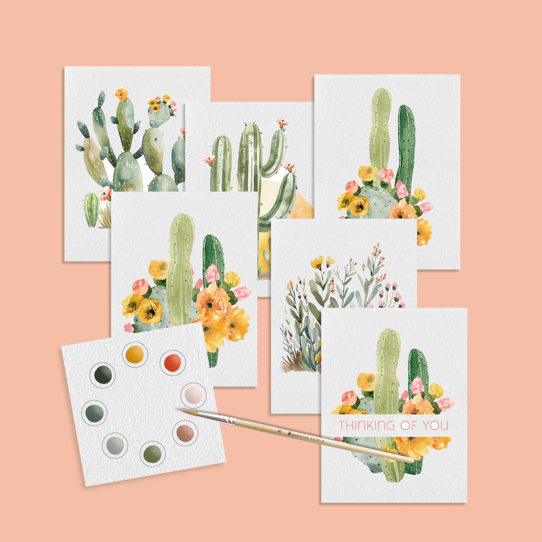 Desert Blooms - All in One Watercolor Postcards Paint Set
