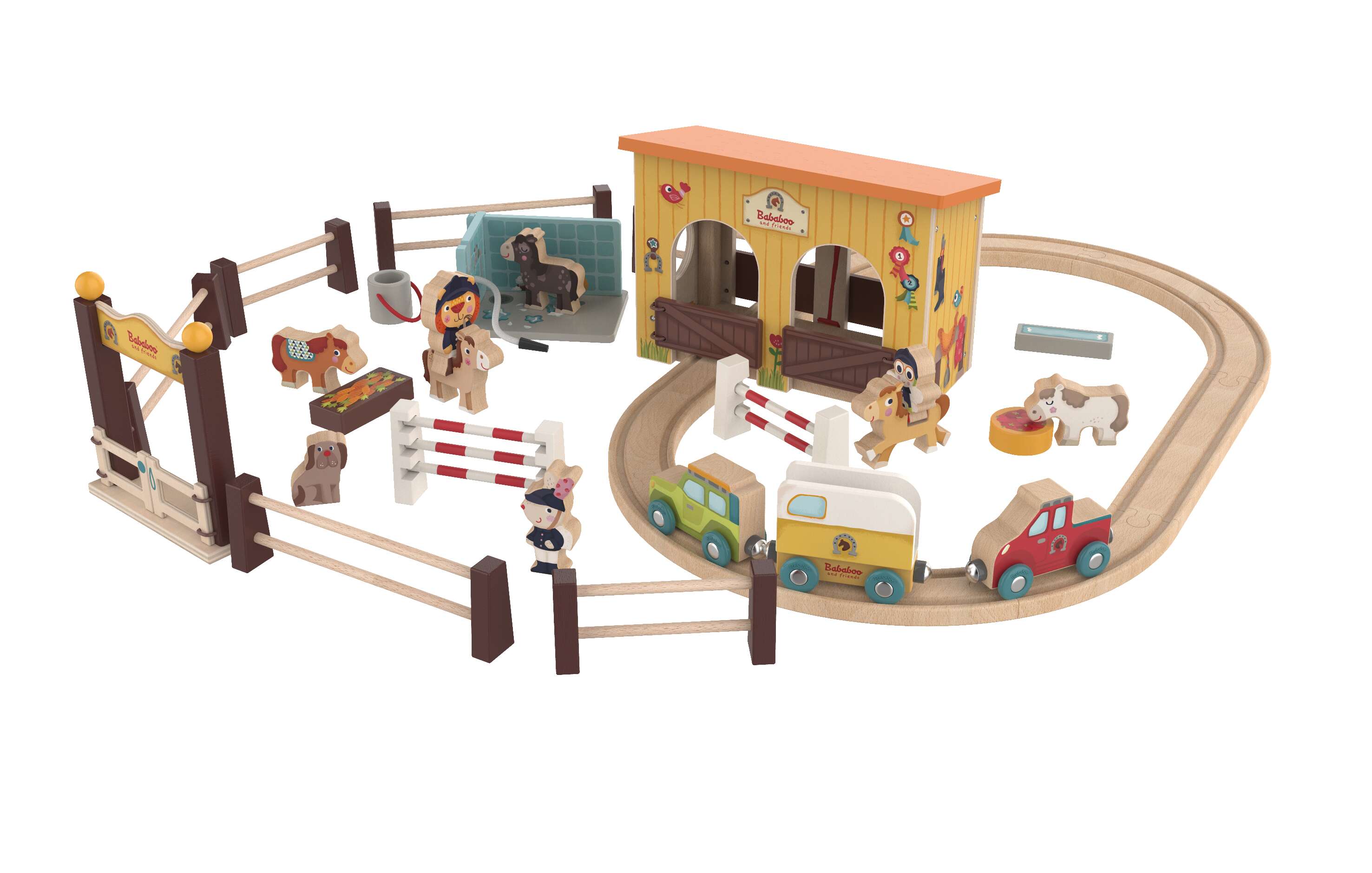 Horse Stable Play World with Wooden Train Tracks Horse Stable Play World with Wooden Train Tracks
