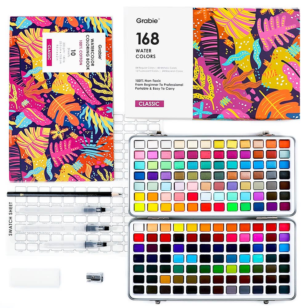 Watercolor Set Of 168 With Coloring Book