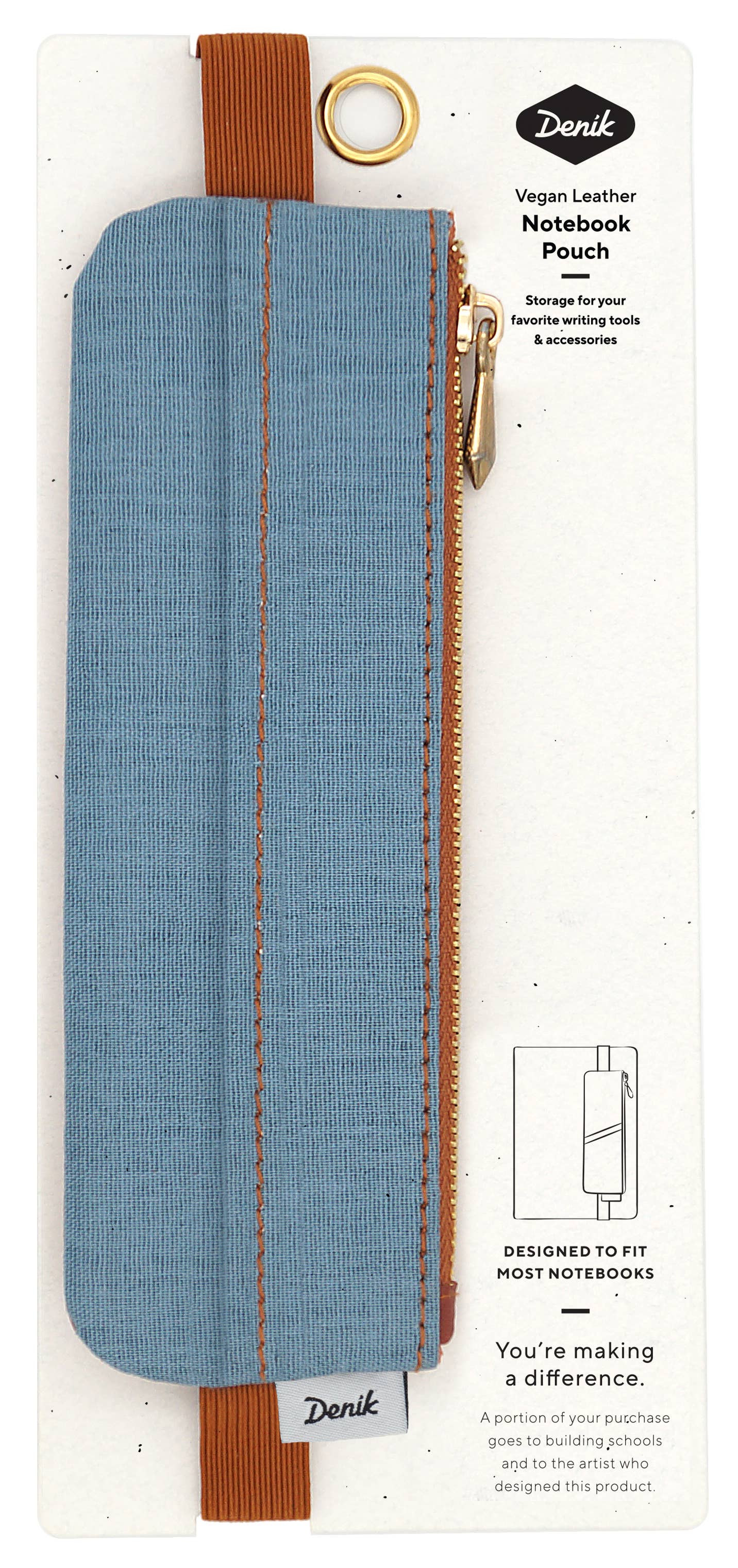 Denim Distressed Blue Notebook Pouch with PU back