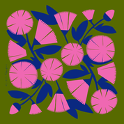 Pink & Green Dianthus Flora 100% Silk Scarf