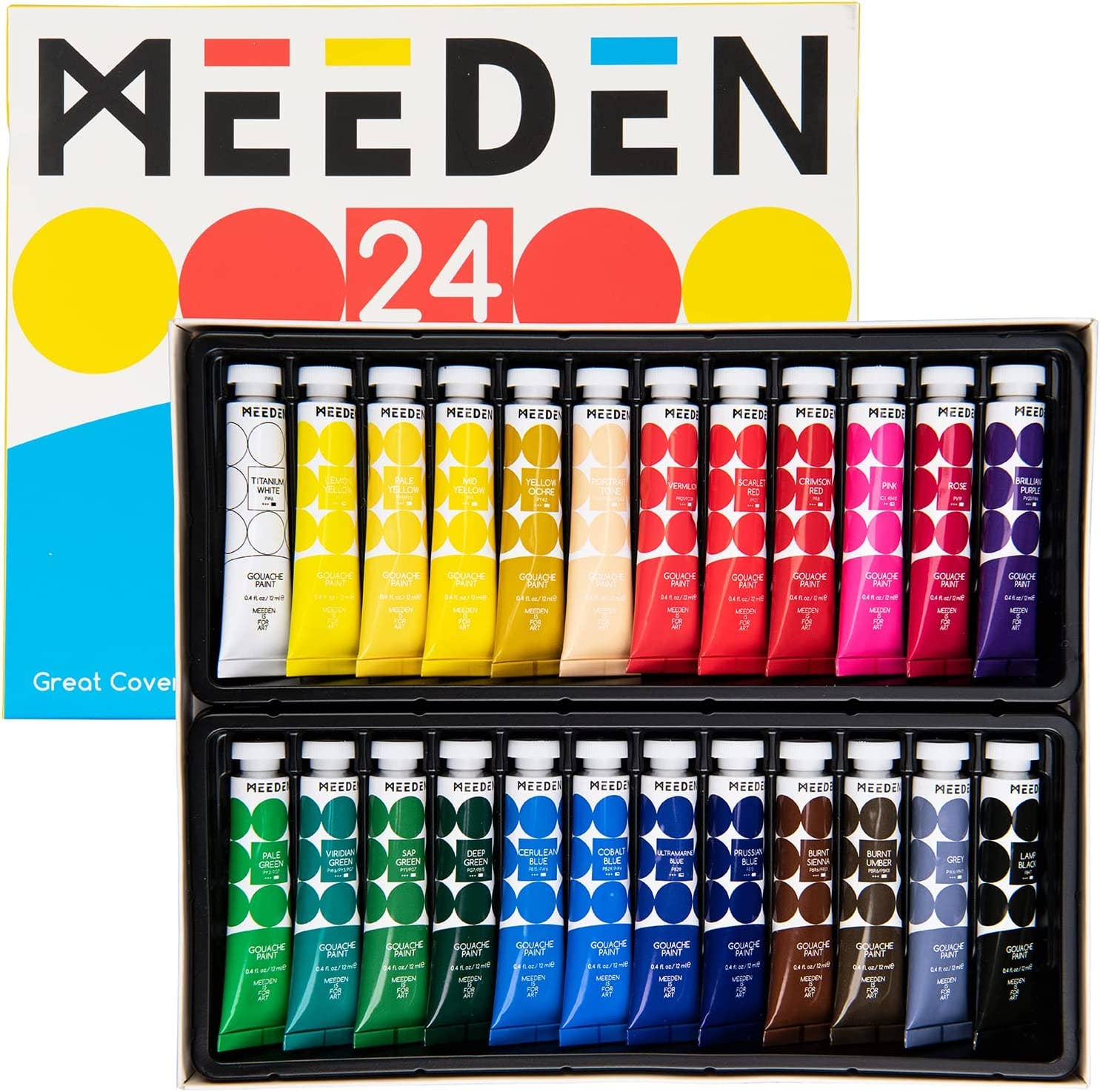 Gouache Paint Set - Non-Toxic 24 x 12ml/0.4oz