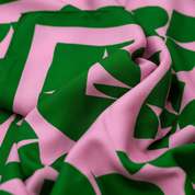 Green and Pink Geometric Silk Scarf