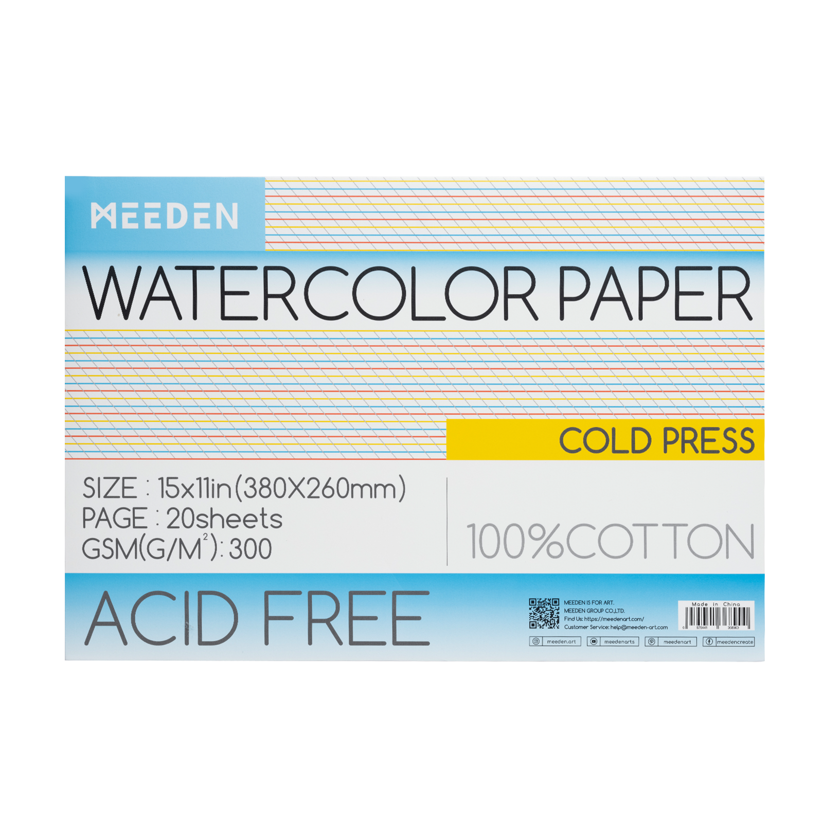 15x11" Cold Press Watercolor Paper Pad 20 Sheets